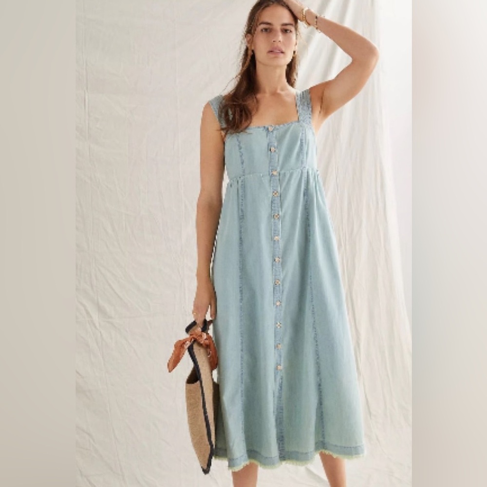 Anthropologie Pilcro Chambray Light Blue Midi Dress